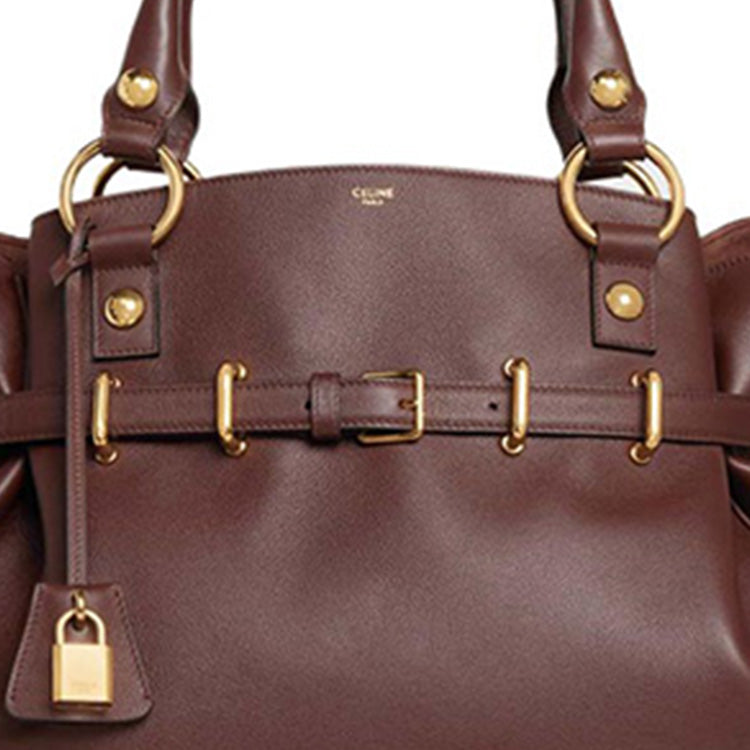CELINE Cow Leather Shoulder Bag, Crossbody Bag, Handbag Medium Size Women's Brown