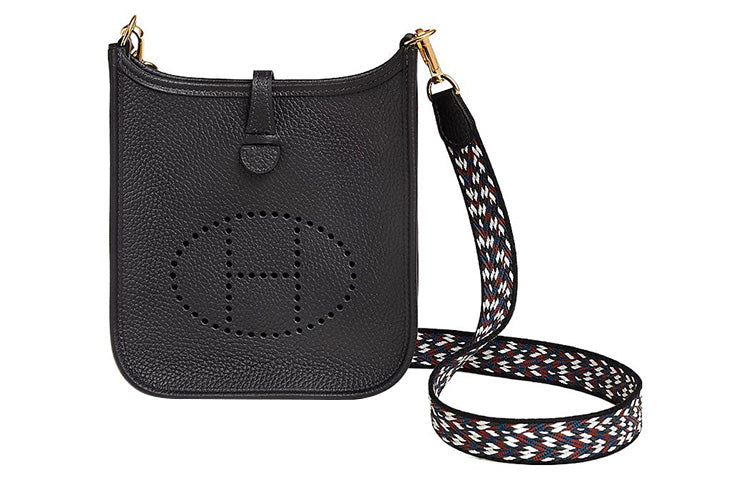 HERMES Evelyne Clemence Bullock Leather Crossbody Bag, Shoulder Bag Women's Black