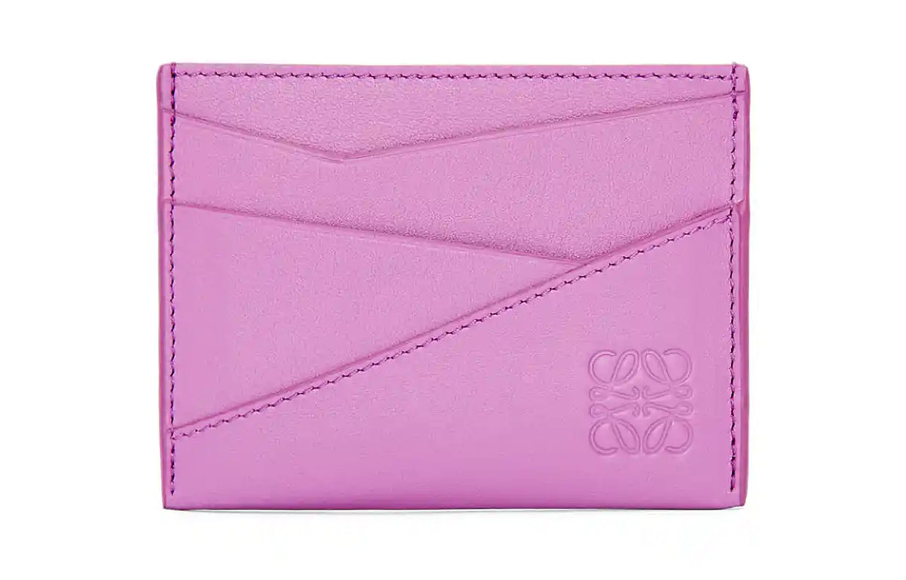 LOEWE Puzzle Cow Leather Card Holder Men's Rock Rose