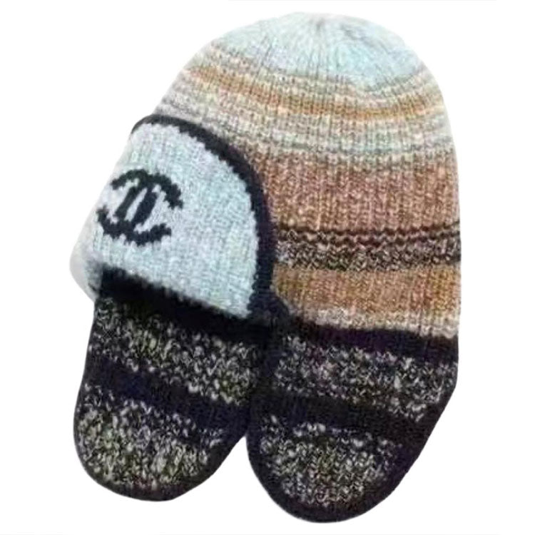 CHANEL Knitted Fabric Hats & Caps Women's Brown