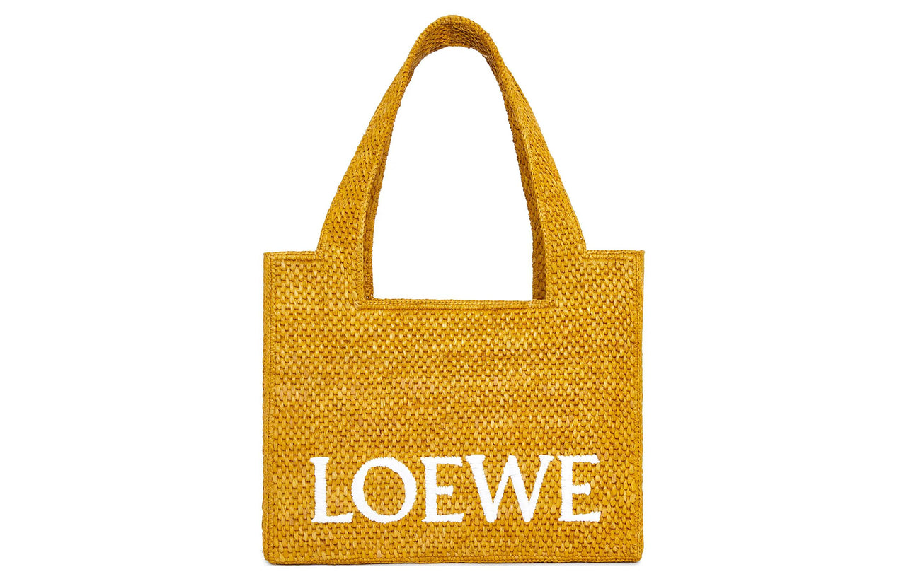 LOEWE Raffia Fiber Shoulder Bag, Crossbody Bag, Handbag Medium Size Women's Ochre