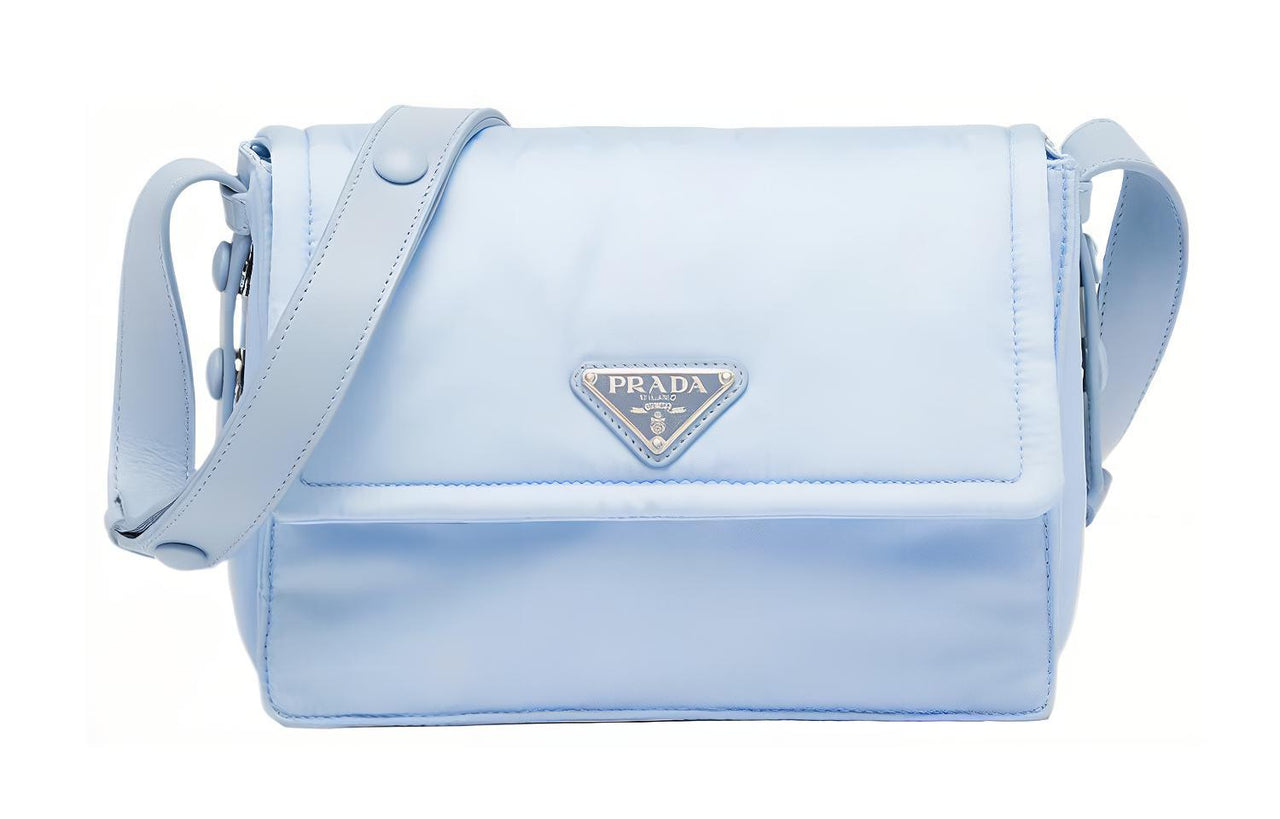 PRADA Recycled Nylon Messenger Bag, Shoulder Bag, Crossbody Bag, Handbag Regular Men's Blue
