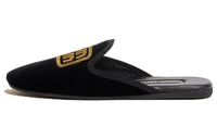 MIU MIU Logo-embroidered Velvet Slippers