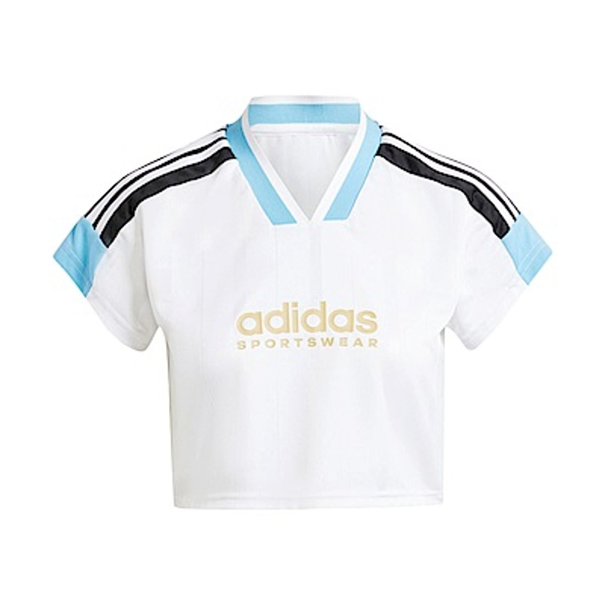 (WMNS) adidas Tiro Cut 3-Stripes Crop Jersey 'White Blue' IZ2083