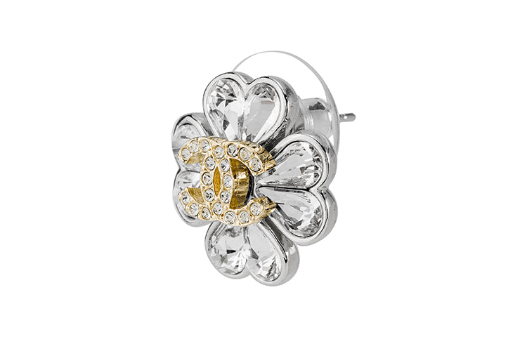 CHANEL 2023 Camellia Cc Rhinestone Earrings