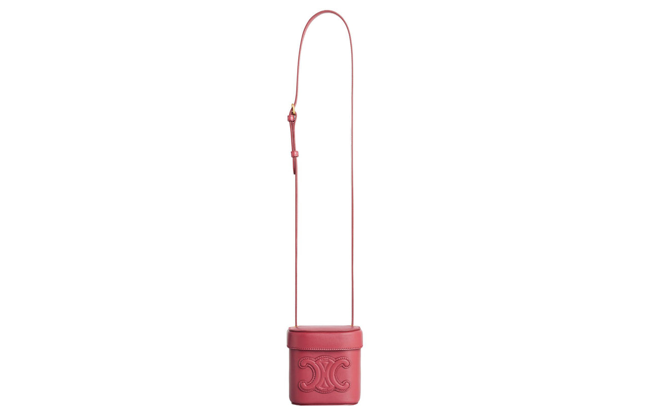 CELINE Cow Leather Box Bag, Shoulder Bag, Crossbody Bag, Handbag Trumpets Women's Lipstick Red Peach Pink