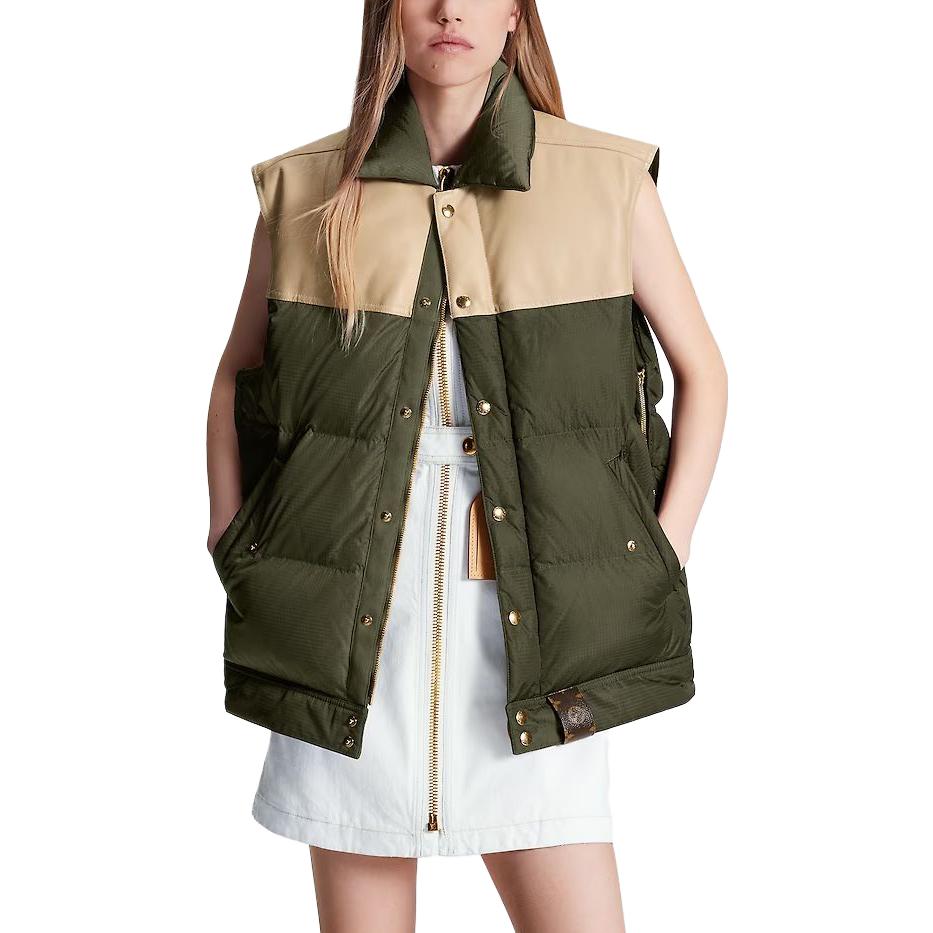LOUIS VUITTON Leather Accent Sleeveless Puffer Jacket