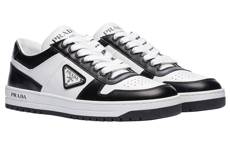 PRADA Downtown Leather Sneakers 'White Black ' Women's