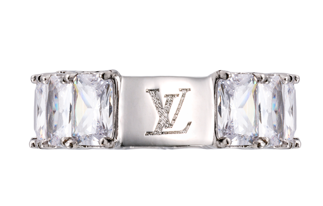 LOUIS VUITTON Zircon Rings Unisex Silver