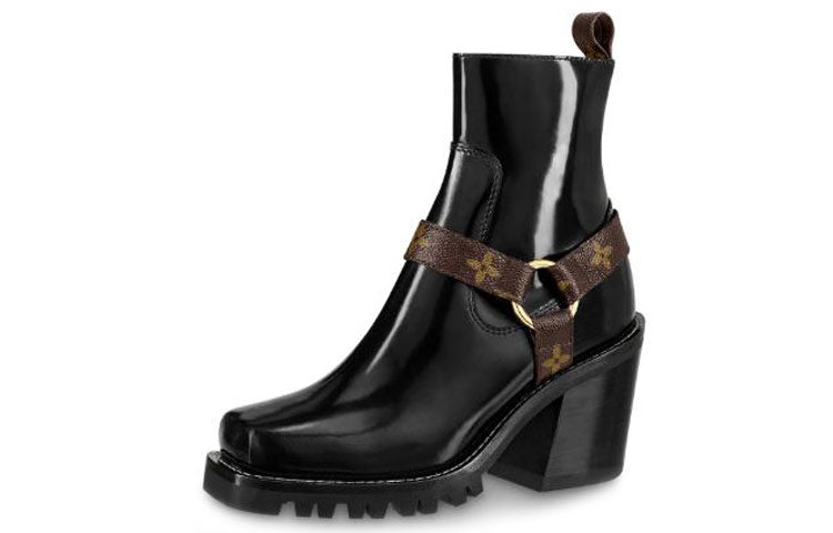 LOUIS VUITTON Limitless Ankle Boots 'Black With Logo Straps' Women's