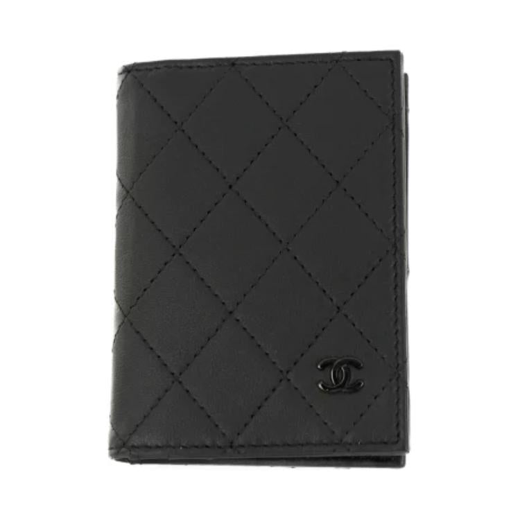 CHANEL Calfskin Wallet Coin Purse Women's Black
