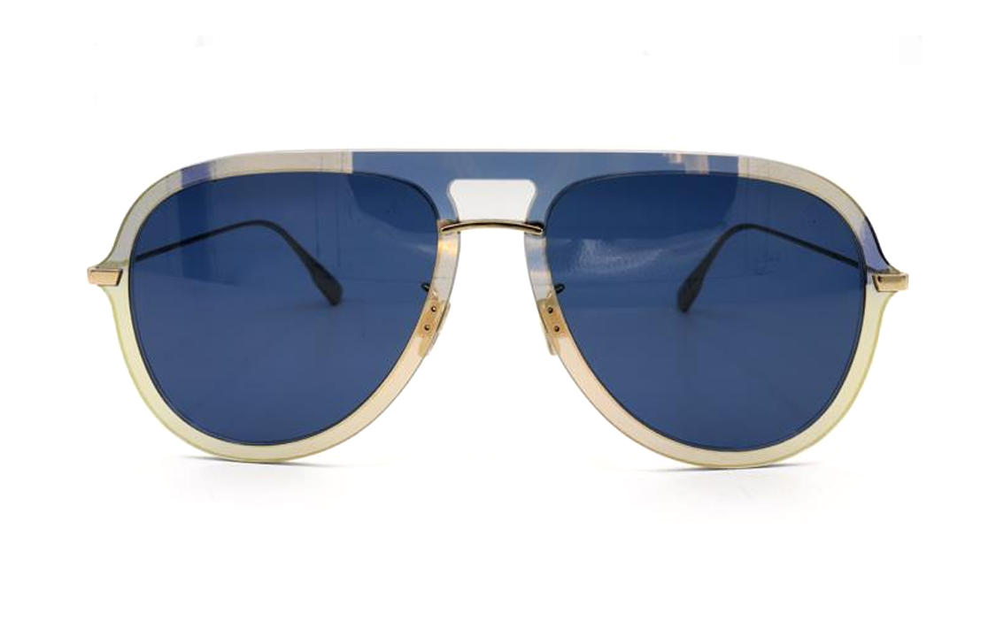 DIOR Plastic Metal Irregular Shape Sunglasses Women's Gold