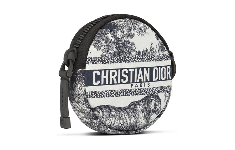 DIOR DiorTravel Jouy Print Technical Fabric Coin Purse Women's White