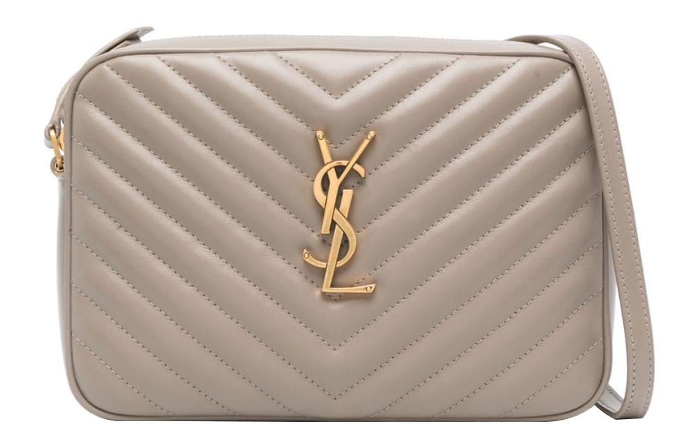 SAINT LAURENT LOU Calfskin Camera Bag, Crossbody Bag, Shoulder Bag Women's Taupe