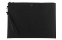 SAINT LAURENT Cowhide Leather Handheld Handbag Men's Black