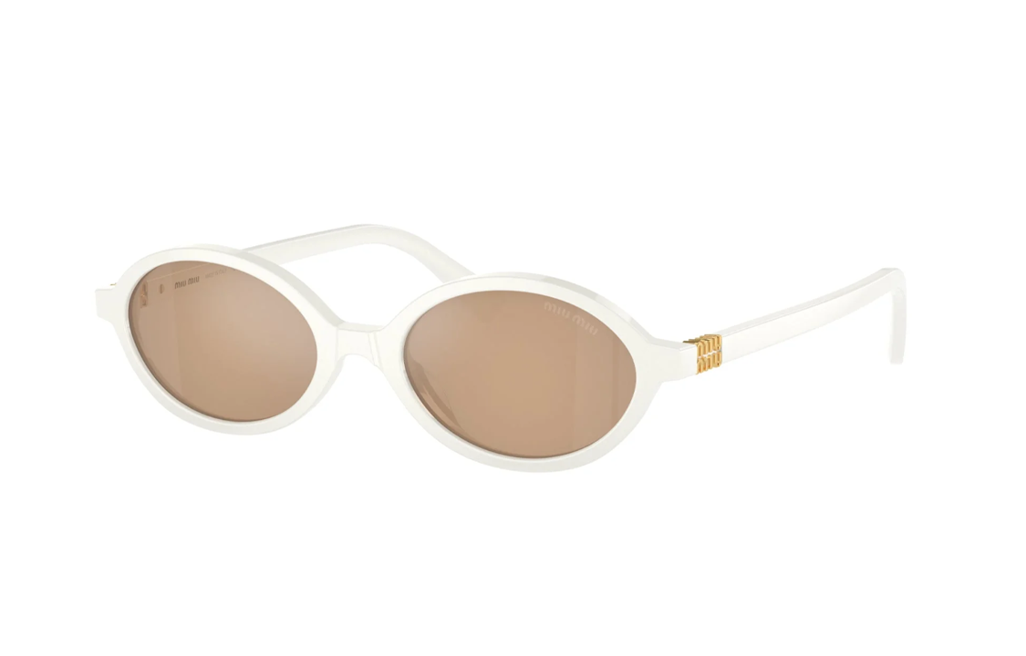 MIU MIU Acetate Oval Sunglasses Women's White