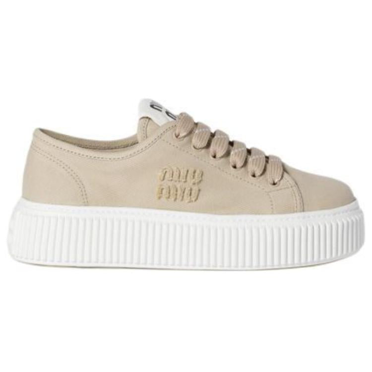 MIU MIU Low Top Skateboard Shoes Women's Beige Yellow