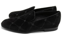 LOUIS VUITTON Auteuil Velvet Loafers 'Black With Silver Logo Lines' Women's