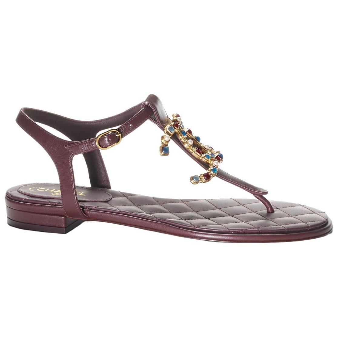 CHANEL Strap Sandals Women's Burgundy