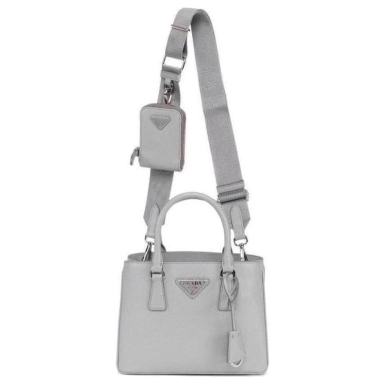 PRADA Leather Shoulder Bag Crossbody Bag Handbag Small Size Women's Gray