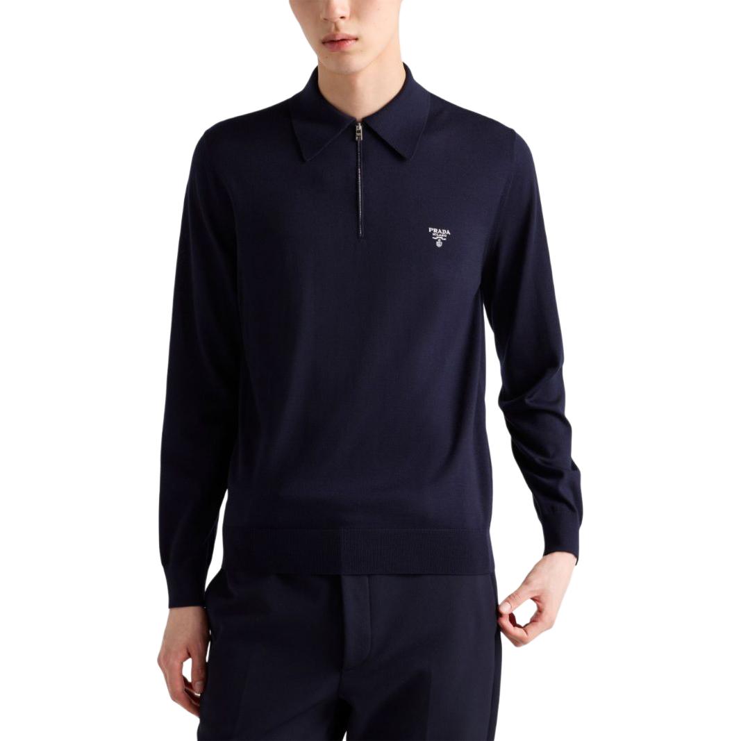 PRADA Long Sleeved Knitted Polo Shirt