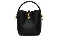 SAINT LAURENT Shiny Cow Leather Bucket Bags Shoulder Bag Crossbody Bag Handbag Small Size Women's Black