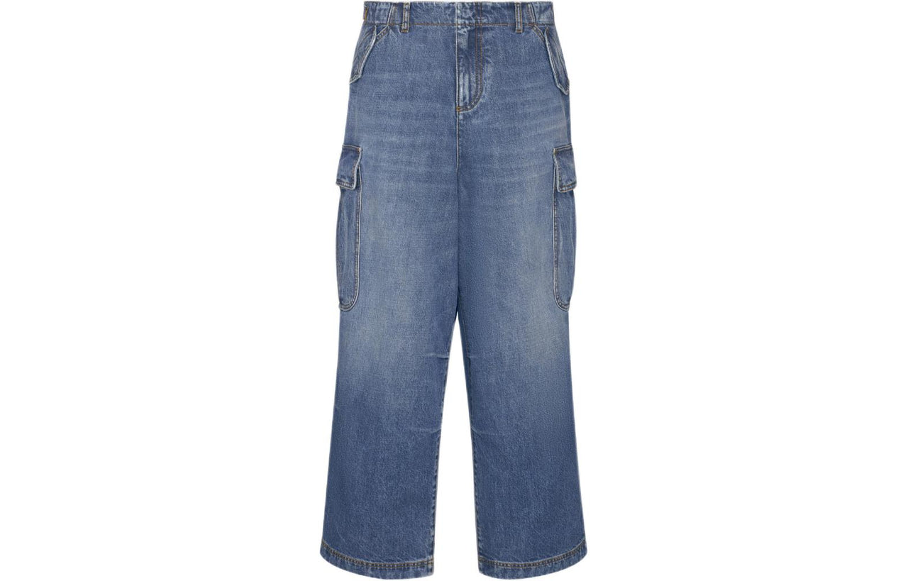 DIOR Logo Patch Wide Leg Jeans