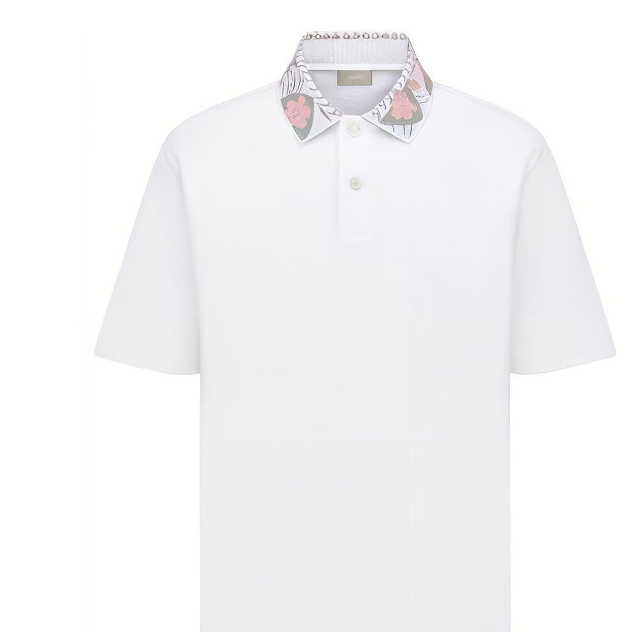DIOR Men Pattern Print Short Sleeve Polo Shirt White