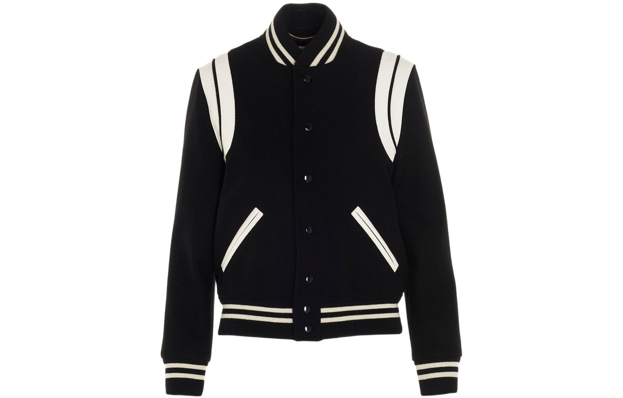 SAINT LAURENT Women's Teddy Jacket Black White