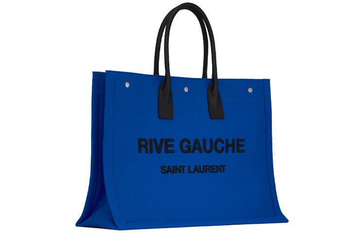 SAINT LAURENT Rive Gauche Fabric Tote Bag, Shopping Bag, Handbag Unisex Blue & Black