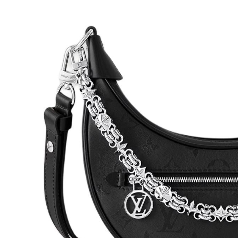 LOUIS VUITTON Loop Smooth Calfskin Moon Bag Crossbody Handbag Shoulder Bag Women's Black