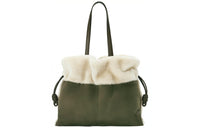 LOEWE Flamenco Wool Plush Bag, Handheld Crossbody Bag, Shoulder Bag Extra Large Women's Khaki Green