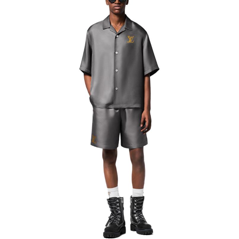 LOUIS VUITTON Printed Short-Sleeved Silk Shirt