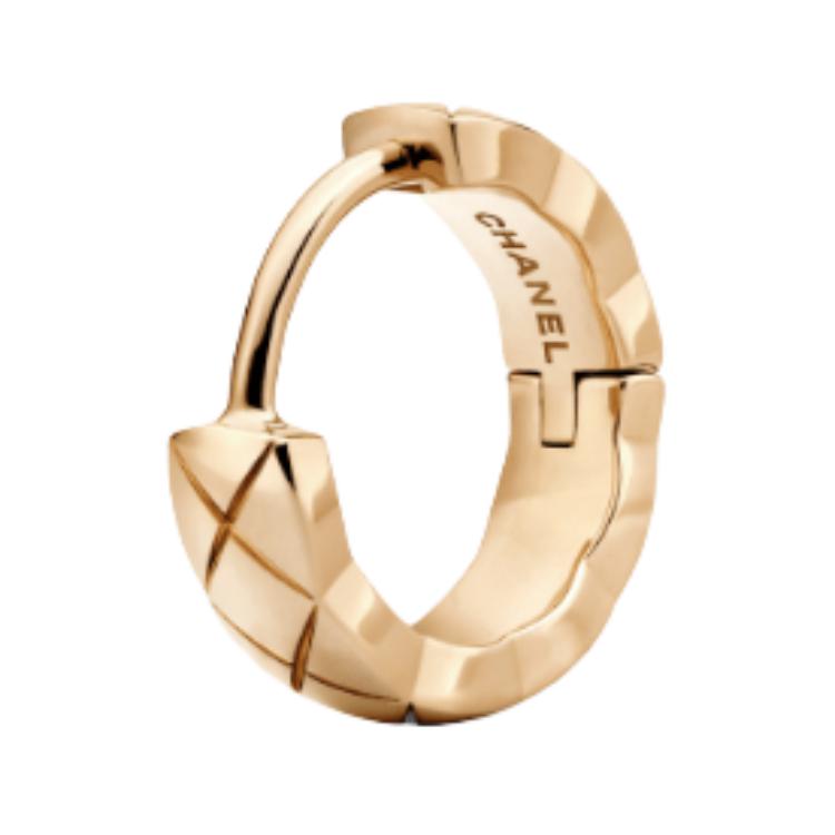 CHANEL 18K Gold Earrings Unisex Beige Gold