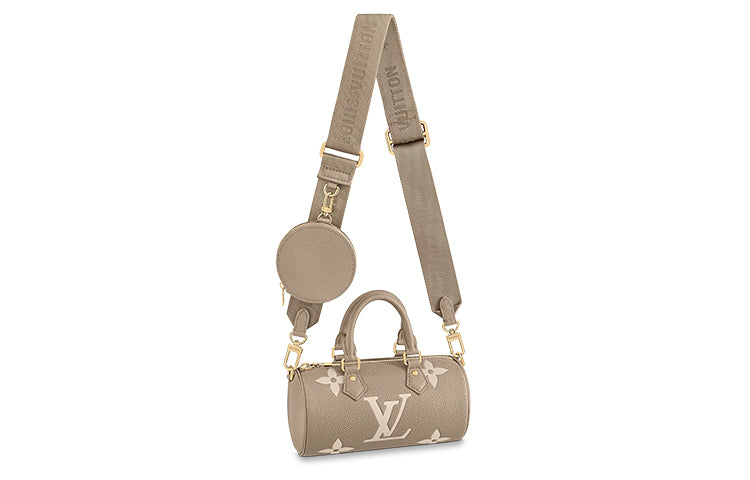 LOUIS VUITTON Papillon Cow Leather Coin Purse Handbag Crossbody Bag Regular Women's Gray Beige