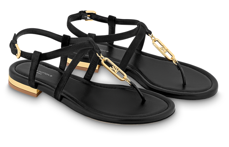 LOUIS VUITTON Dita One Strap Sandals Women's Black