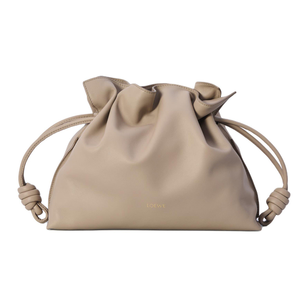 LOEWE Flamenco Napa Calf Leather Clutch Medium Size Women's Sand