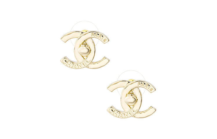 CHANEL Stud Earrings Women's Gold