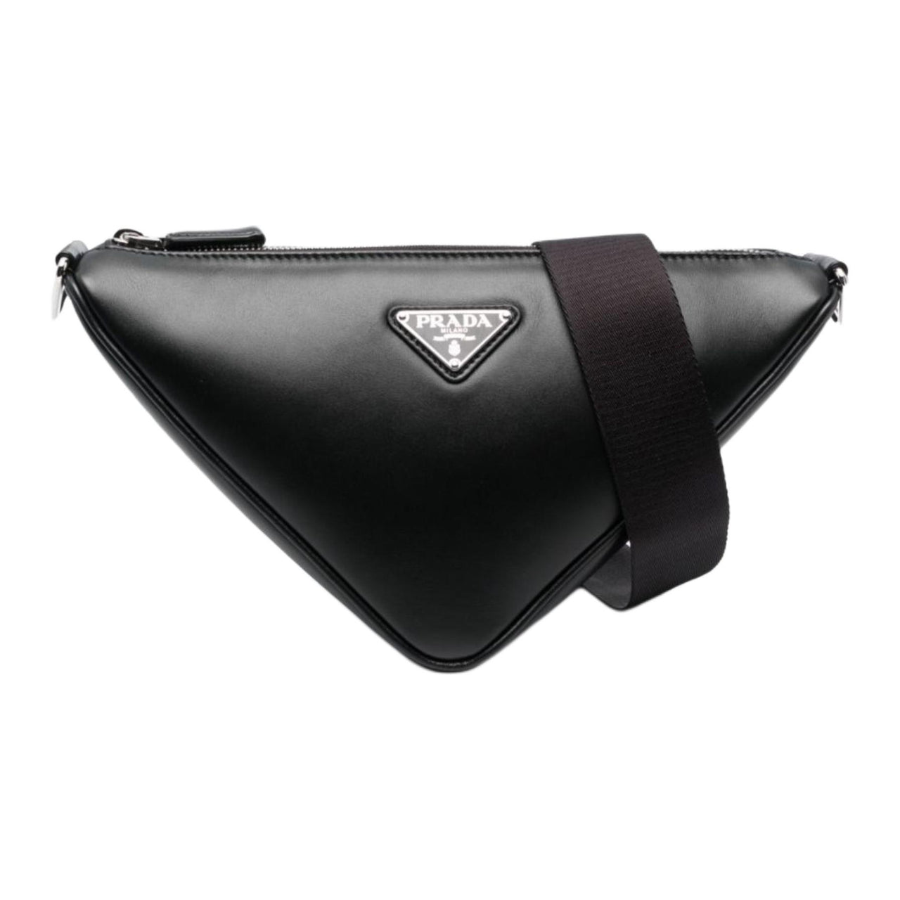 PRADA Triangle Calfskin Shoulder Bag, Crossbody Bag Men's Black