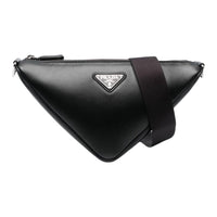 PRADA Triangle Calfskin Shoulder Bag, Crossbody Bag Men's Black