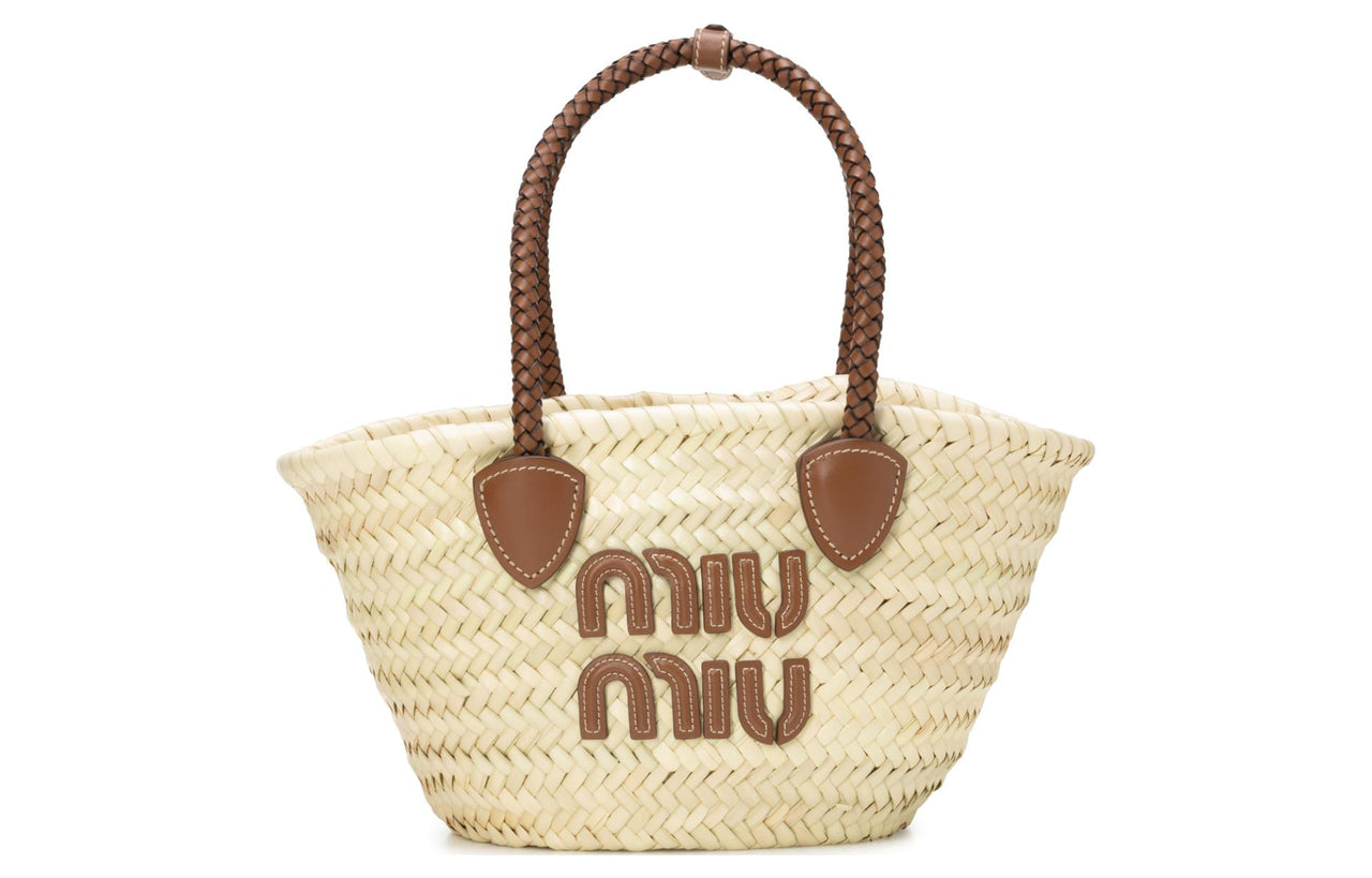 MIU MIU Raffia Handbag Mini Women's Beige