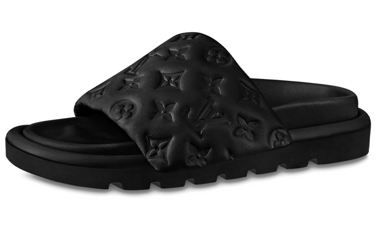 LOUIS VUITTON Pillow Down Slippers Women's Black