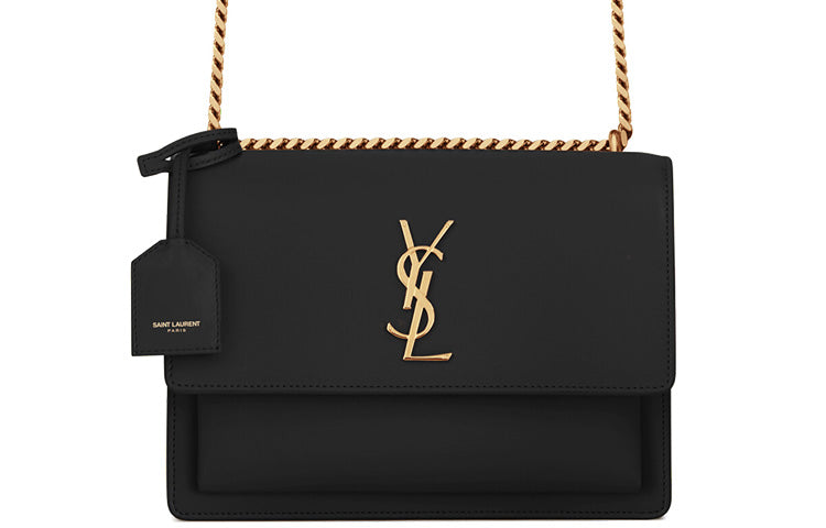 SAINT LAURENT Smooth Leather Sunset Bag, Crossbody Bag, Shoulder Bag Women's Black