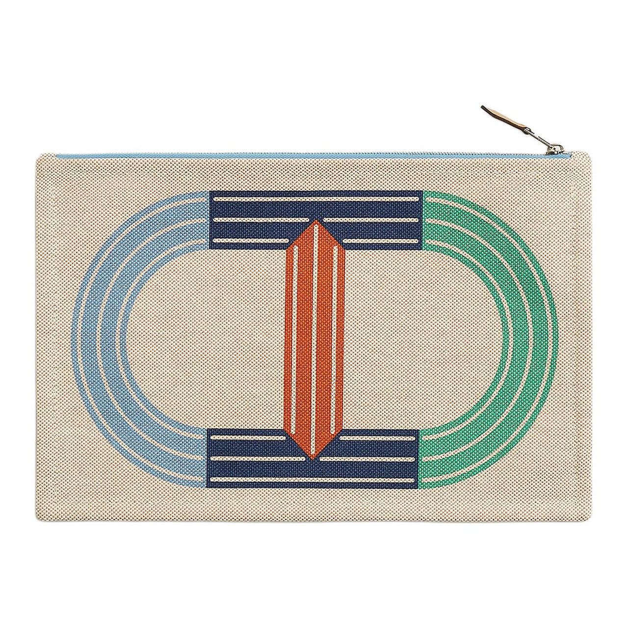 HERMES MAILLON MARIN Cotton With Canvas And Calfskin Canvas Bag Clutch Women's Ocean & Brickstone & Water