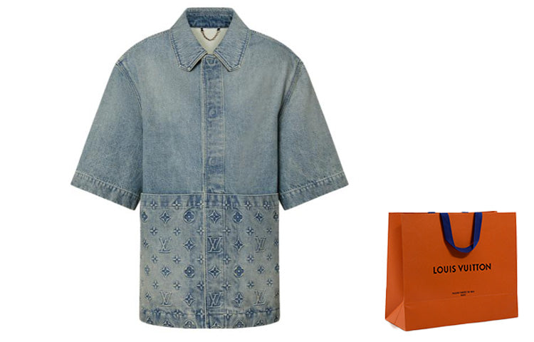 LOUIS VUITTON Short-Sleeved Denim Workwear Shirt