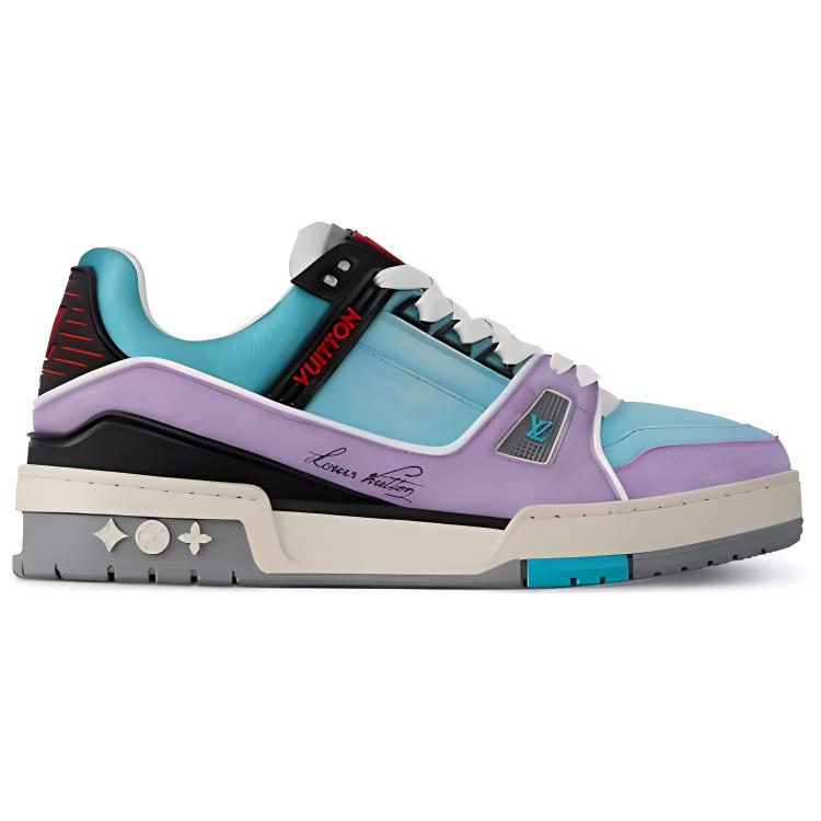 LOUIS VUITTON Trainer Low-Top Skateboard Shoes Women's Blue Purple