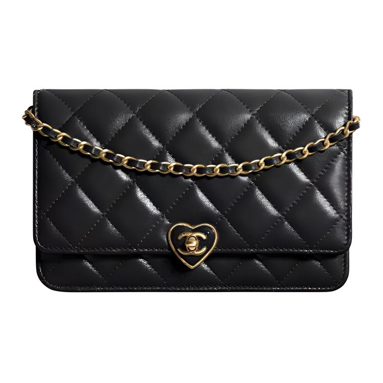 CHANEL WOC Sheepskin Wallets Shoulder Bag Crossbody Bag Women's Black