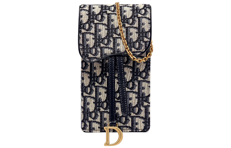 DIOR Saddle Fabric Saddle Bag, Cell Phone Pouch, Crossbody Bag, Shoulder Bag, Clutch Regular Women's Black/Beige