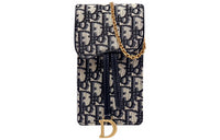DIOR Saddle Fabric Saddle Bag, Cell Phone Pouch, Crossbody Bag, Shoulder Bag, Clutch Regular Women's Black/Beige
