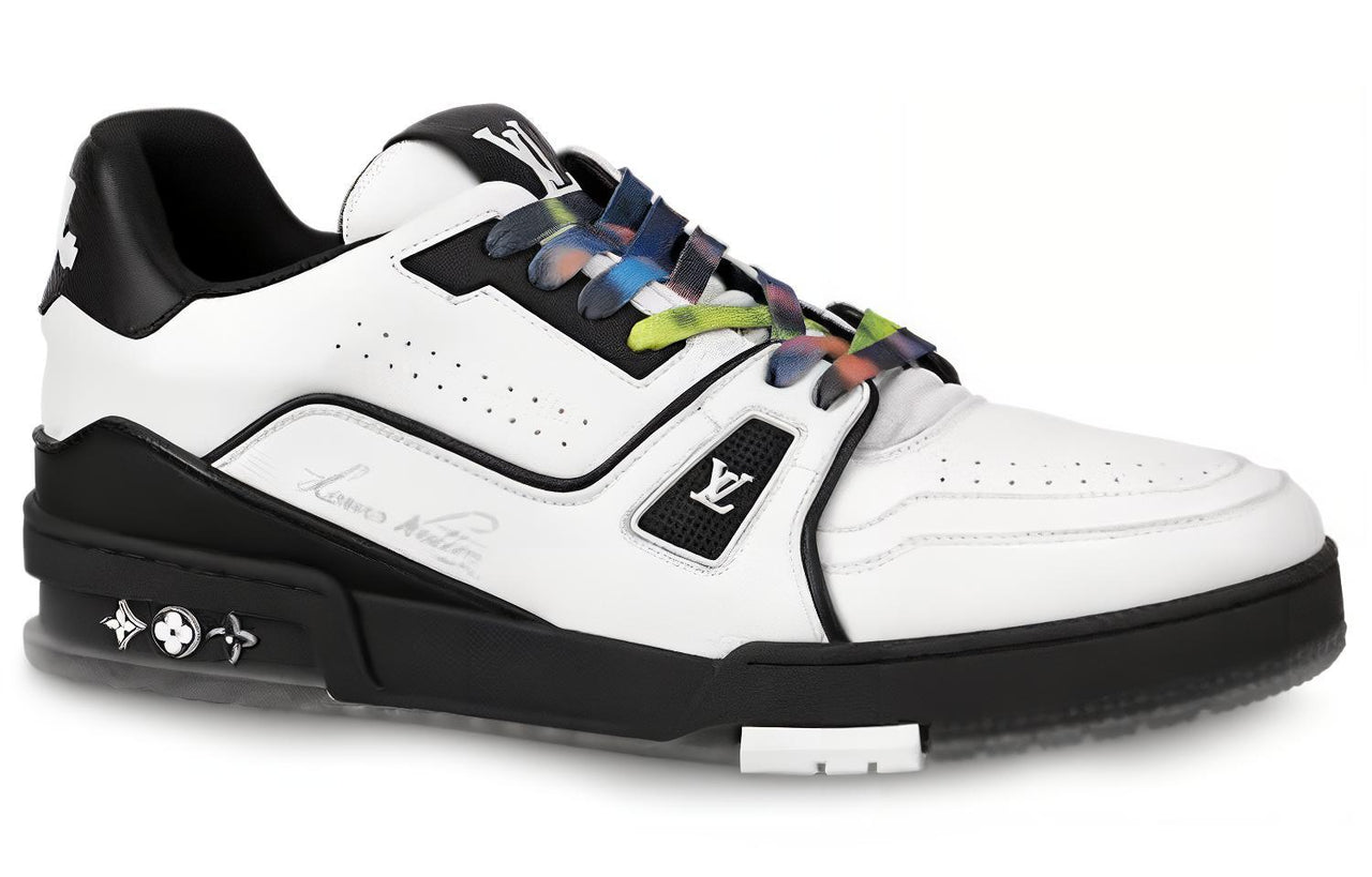 LOUIS VUITTON Trainer Low Top Stylish Skateboarding Shoes Men's White Black